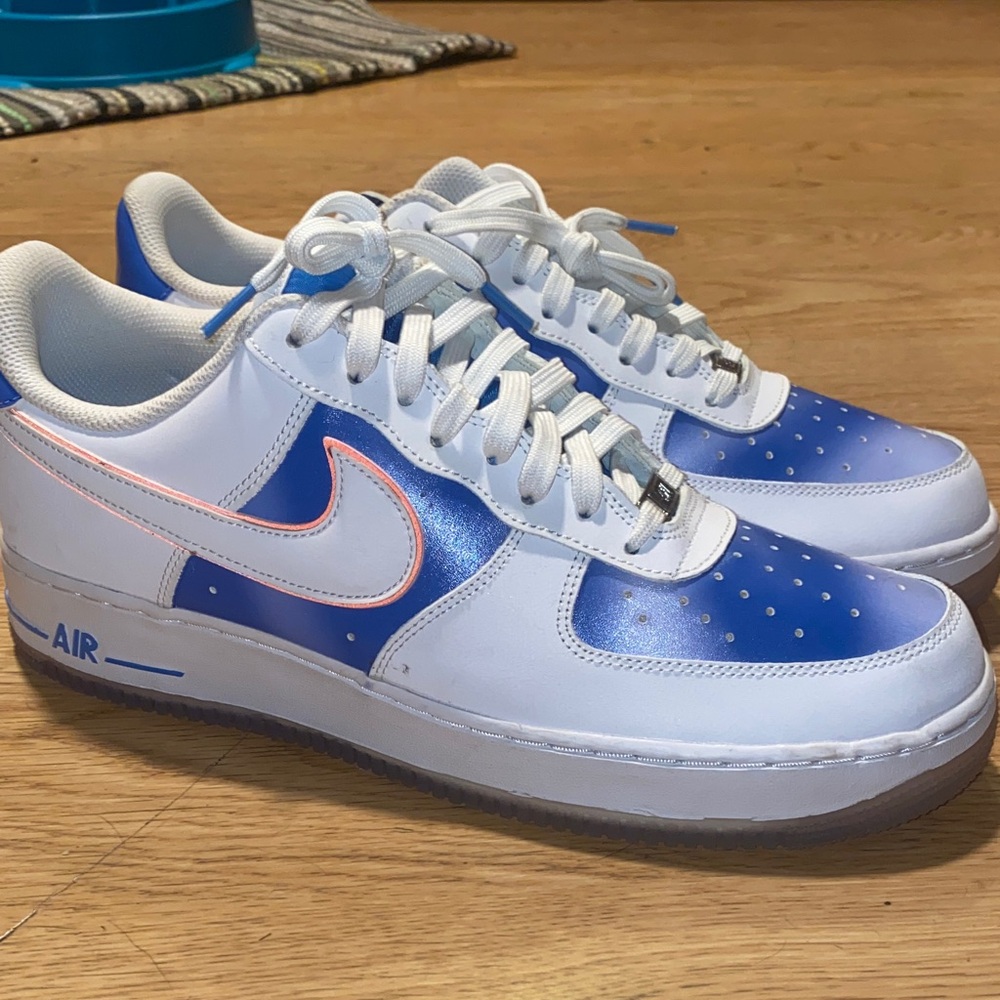 Nike Air Force 1 Low White with Blue Panels & Pink Accent